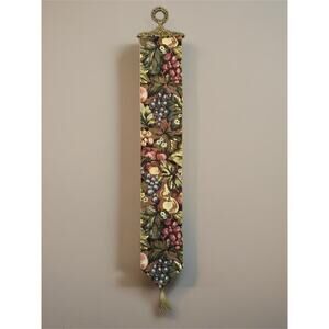 Vintage Floral & Fruit Grapes Tapestry Bell Pull Wall / Door Hanging